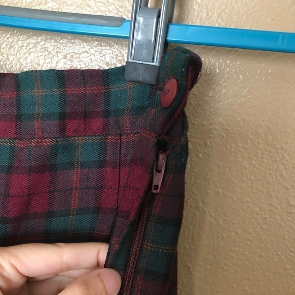 VINTAGE Casablanca Red /Green Plaid Pants with Stirrups Size 10 - Picture 2 of 6